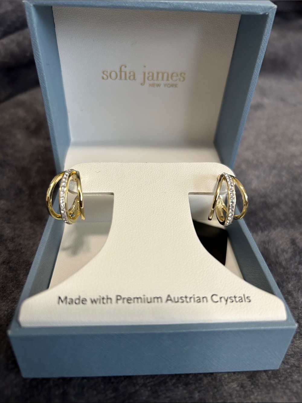 Sofia James Gold-Tone Crystal Interlocking Hoop Earrings